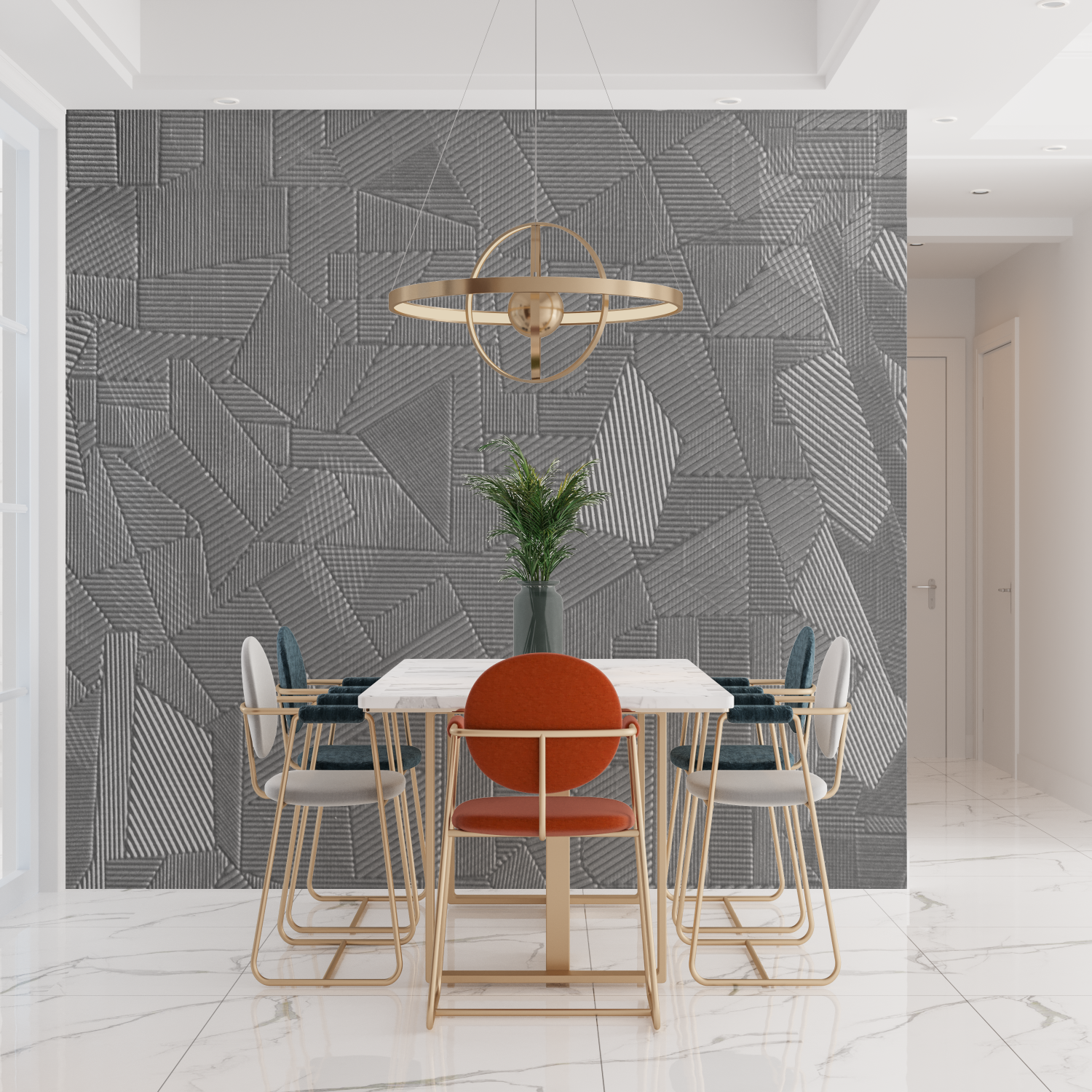 Graue Tapete mit Muster | Wandtapete