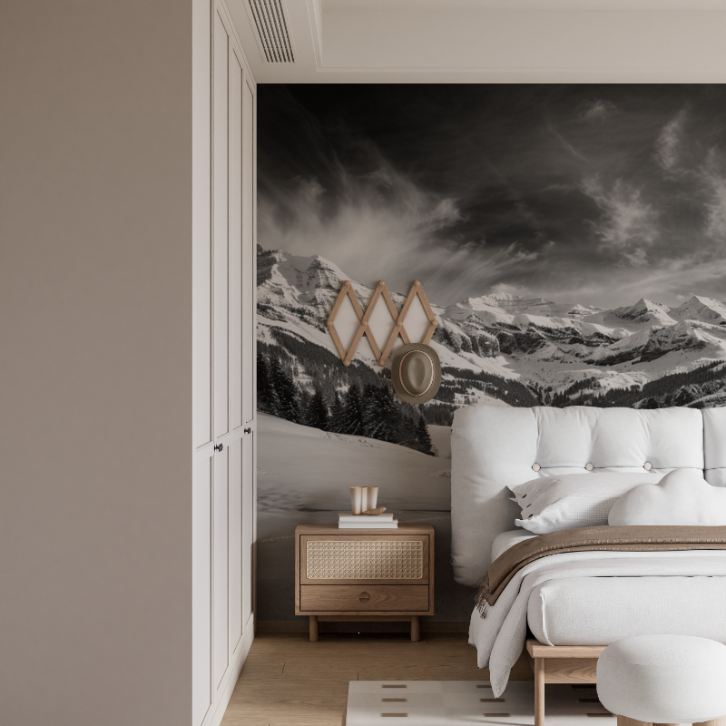 Black and White Mountain Mural Wallpaper | Murals Wallpaper