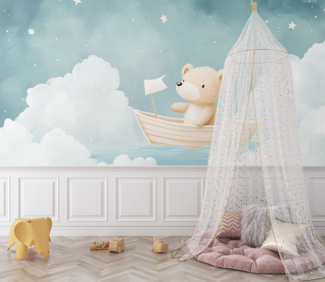Nautical Bear and Boat Wallpaper | Murals Wallpaper