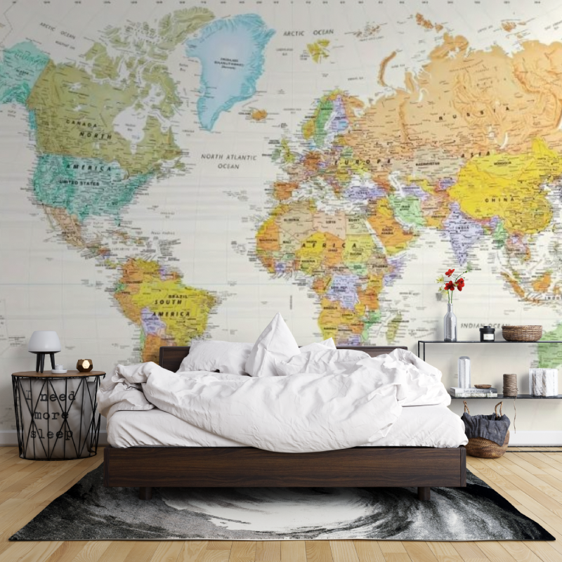 Mural Bedroom Wallpaper World Map