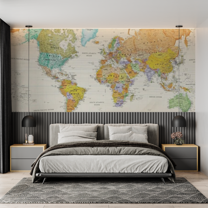 Mural Bedroom Wallpaper World Map