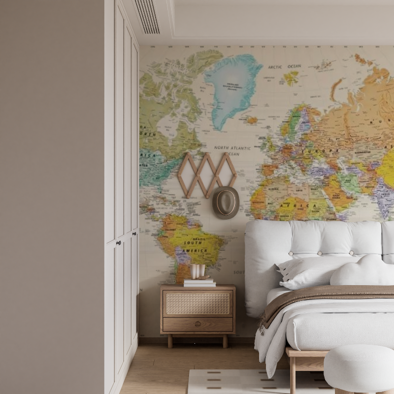 Mural Bedroom Wallpaper World Map