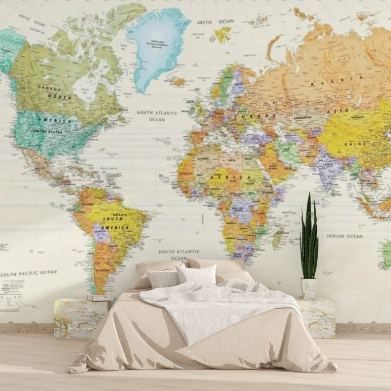 Mural Bedroom Wallpaper World Map