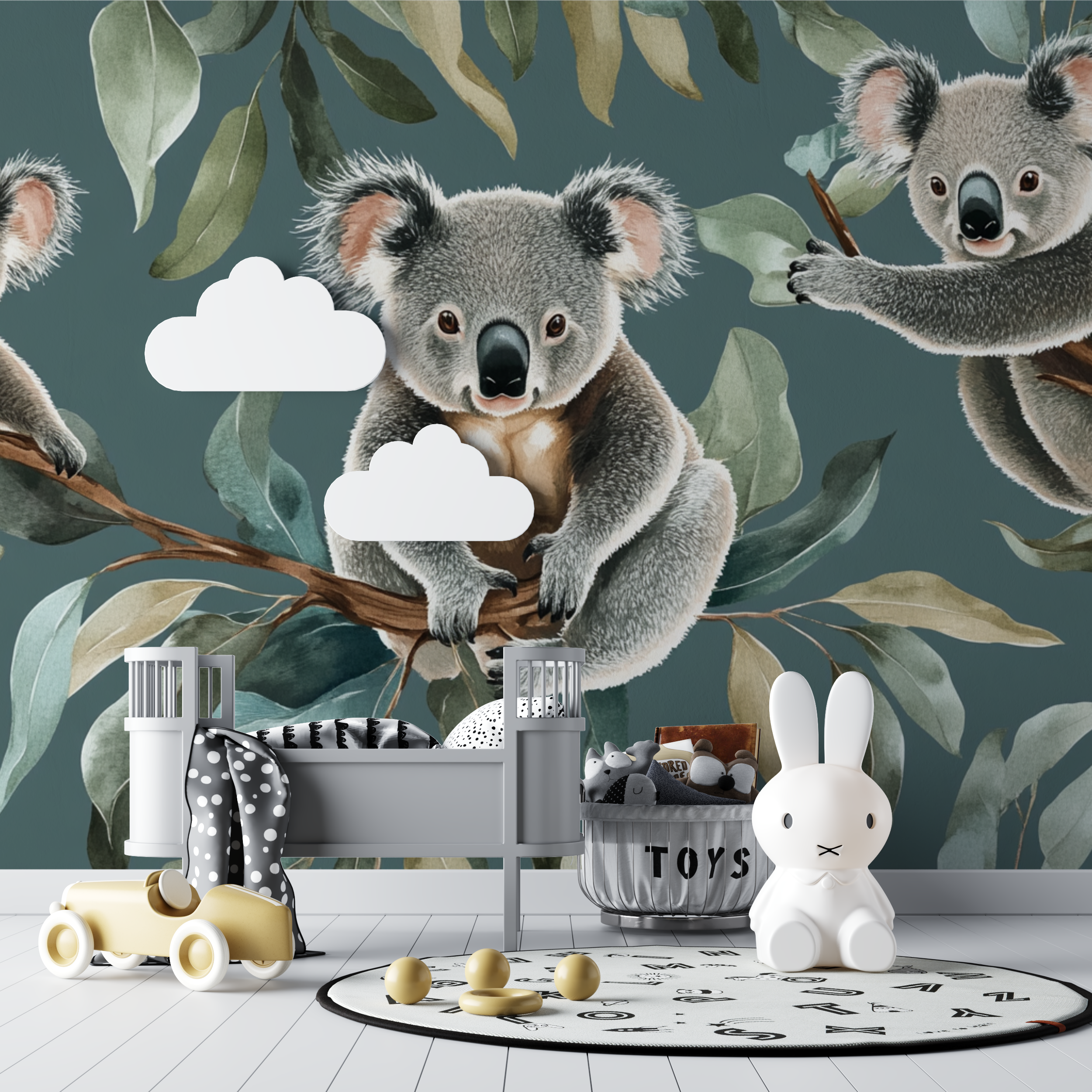 Schwerelos Koala und Blatt Tapete | Wandbilder Tapete