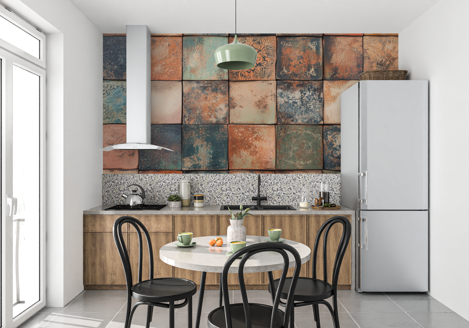 Terracotta Patchwork Artisan Wallpaper | Murals Wallpaper