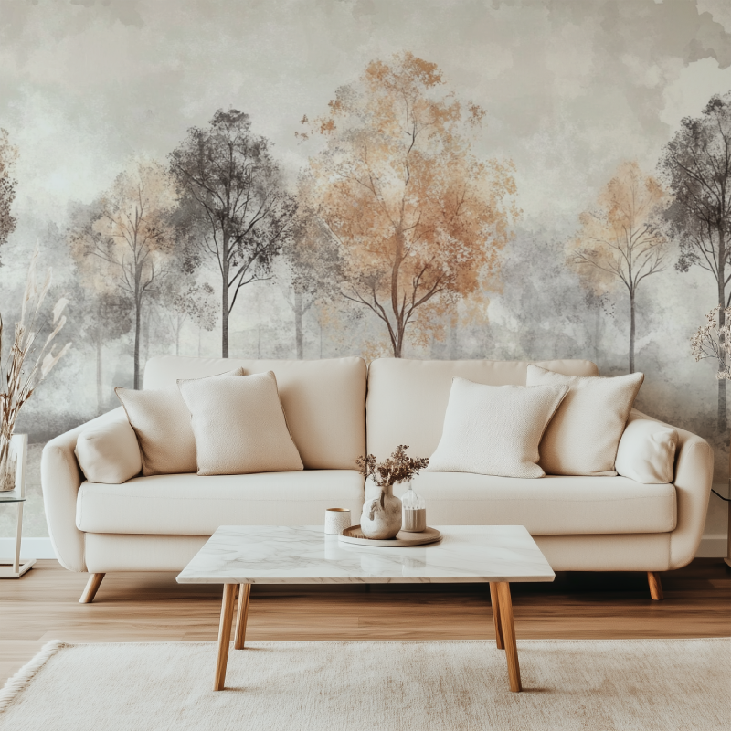 Gray and Brown Tree Wallpaper | Murals Wallpaper