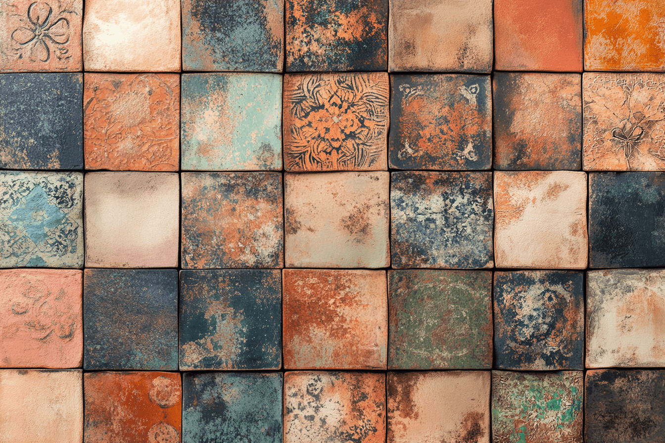 Terracotta Patchwork Artisan Wallpaper | Murals Wallpaper