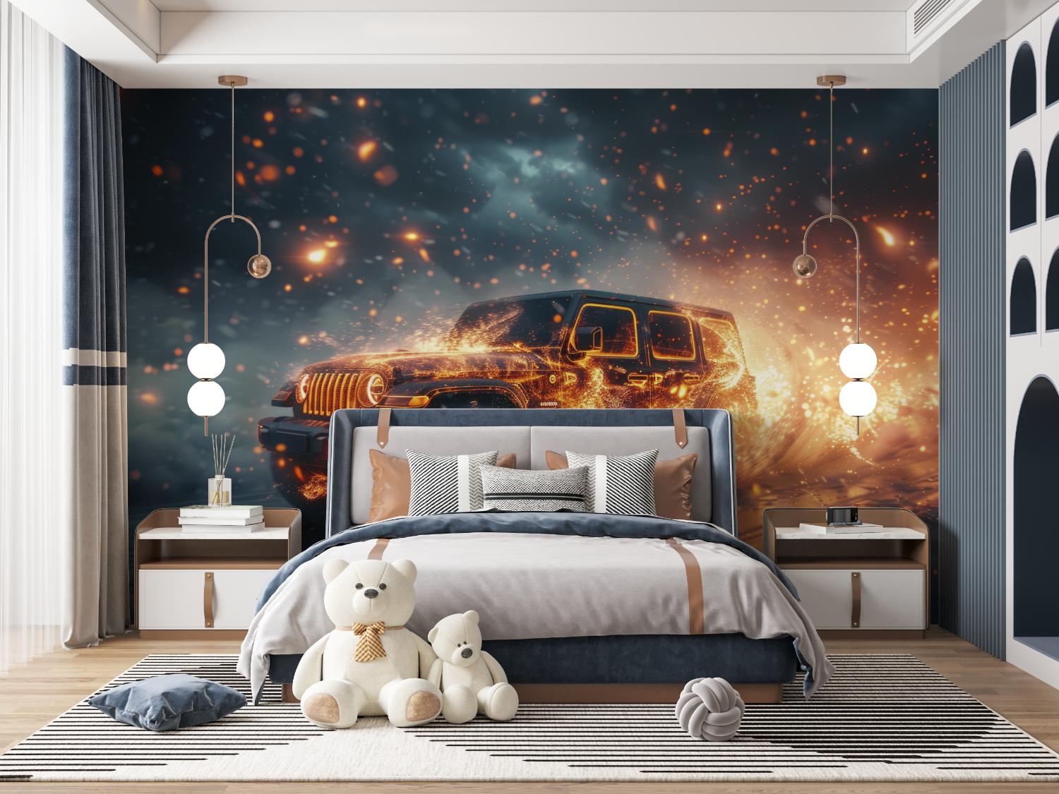 Feuerwehrauto-Tapete | Wandbildtapete