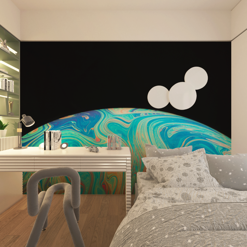 Weltraum-Erde-Glas-Tapete | Wandbildtapete