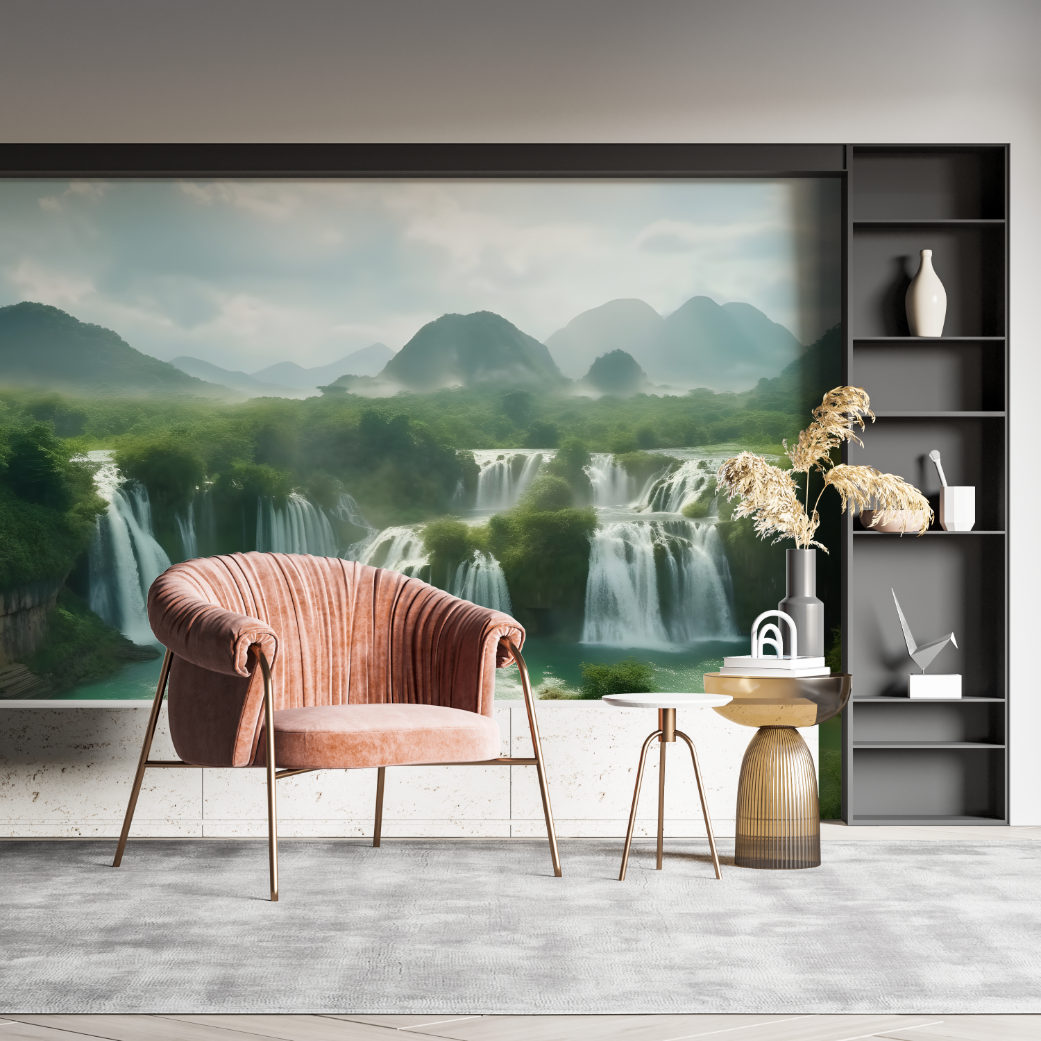 Watercolor Soft Waterfall Wallpaper | Murals Wallpaper