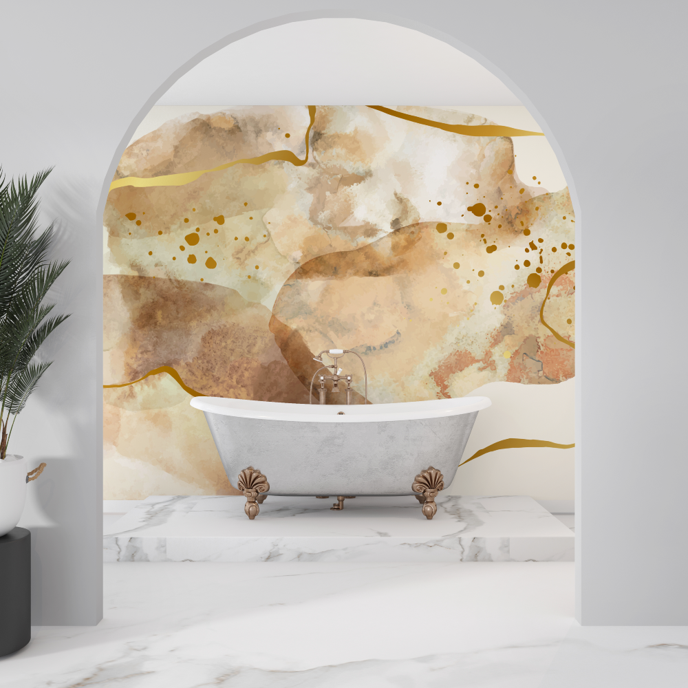 Gold Splash Wallpaper Bathroom | Murals Wallpaper