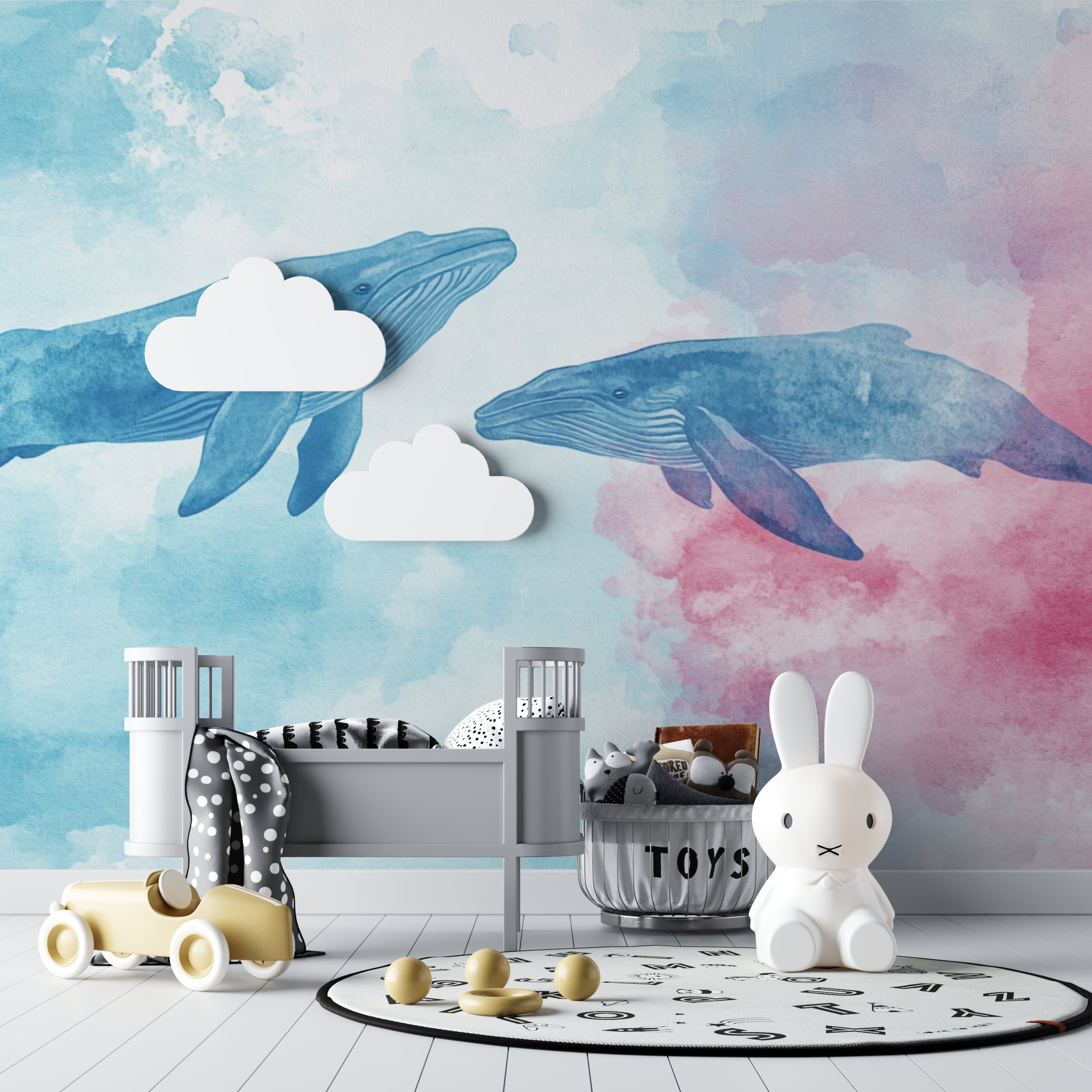 Pastel Whale Wallpaper | Murals Wallpaper