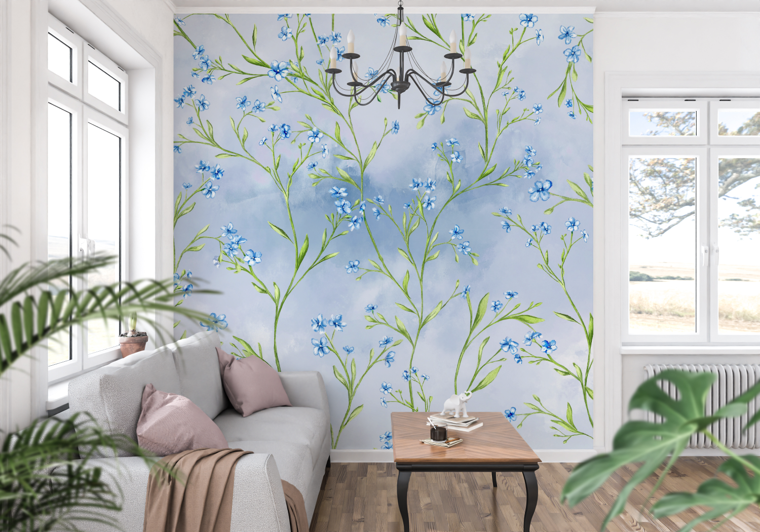 Papier Peint Liberty Bleu - Tapisserie