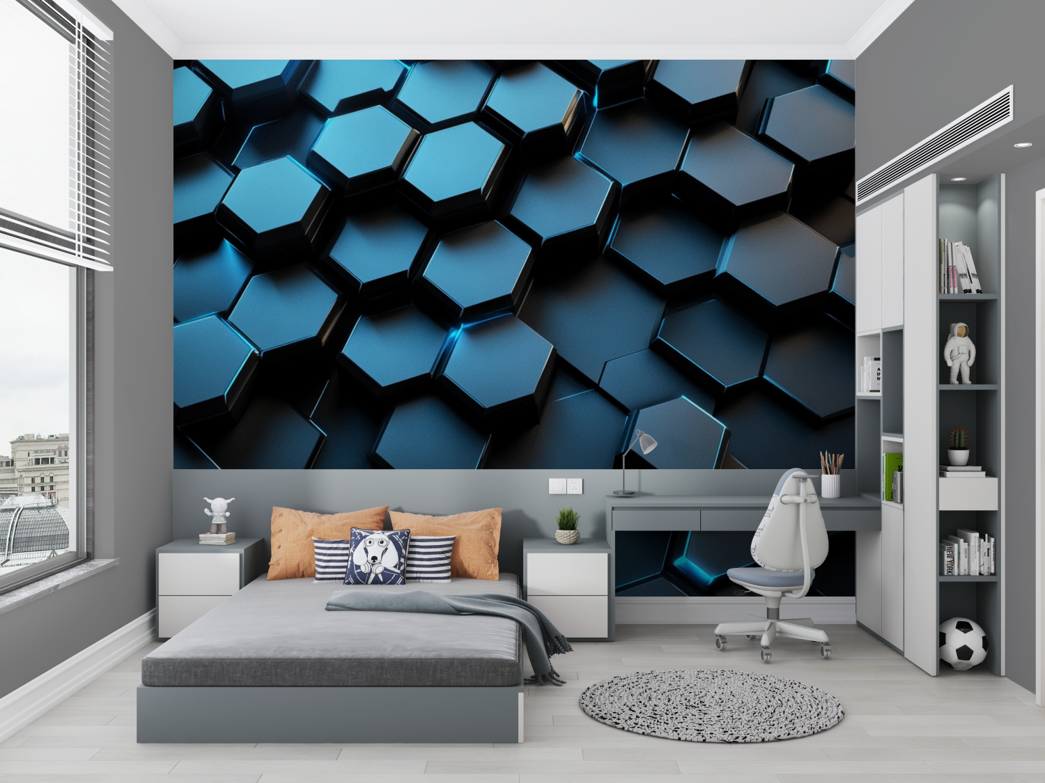Glow Hexagon Wallpaper | Murals Wallpaper