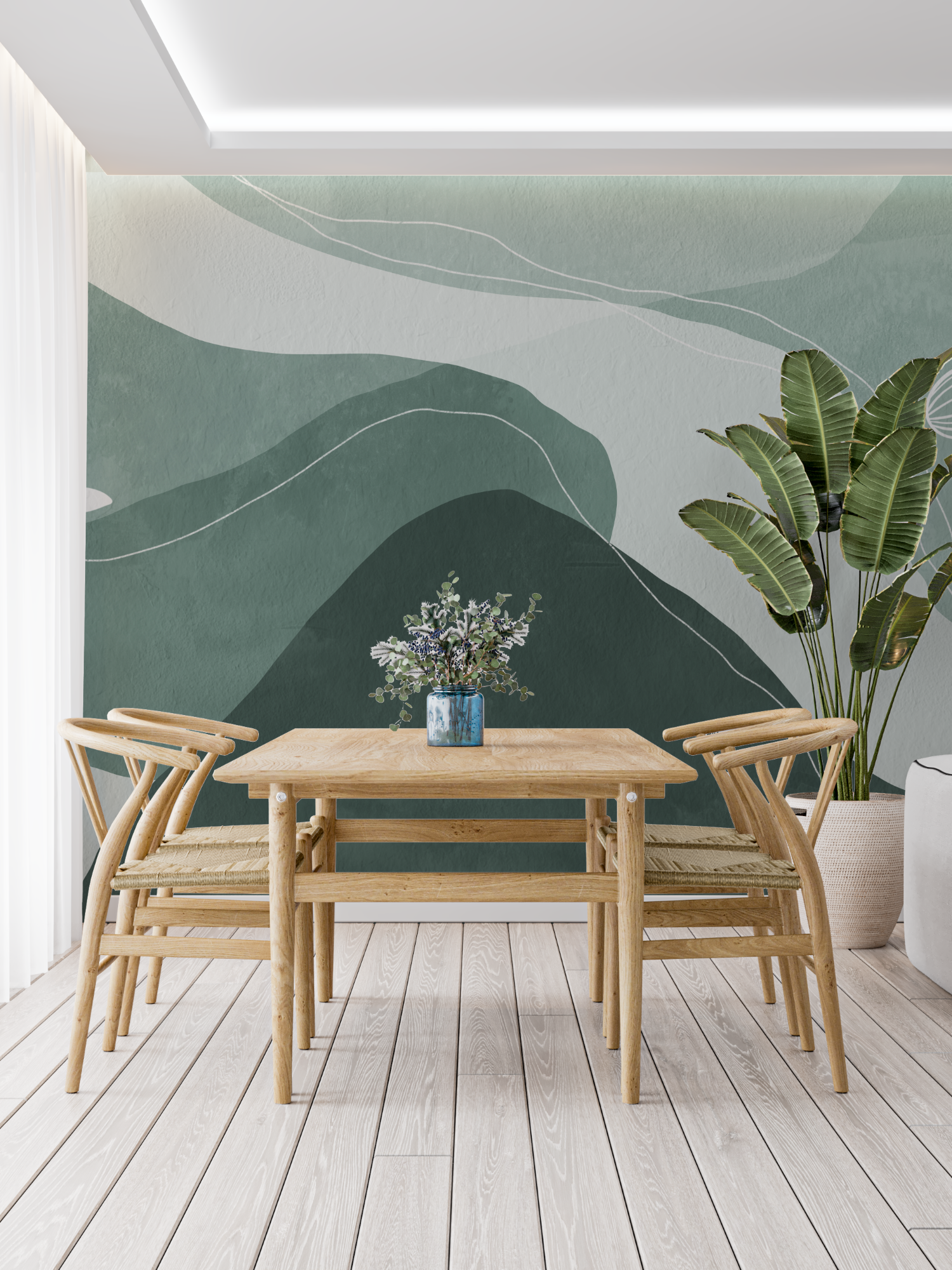 Gray and Green Wallpaper | Murals Wallpaper