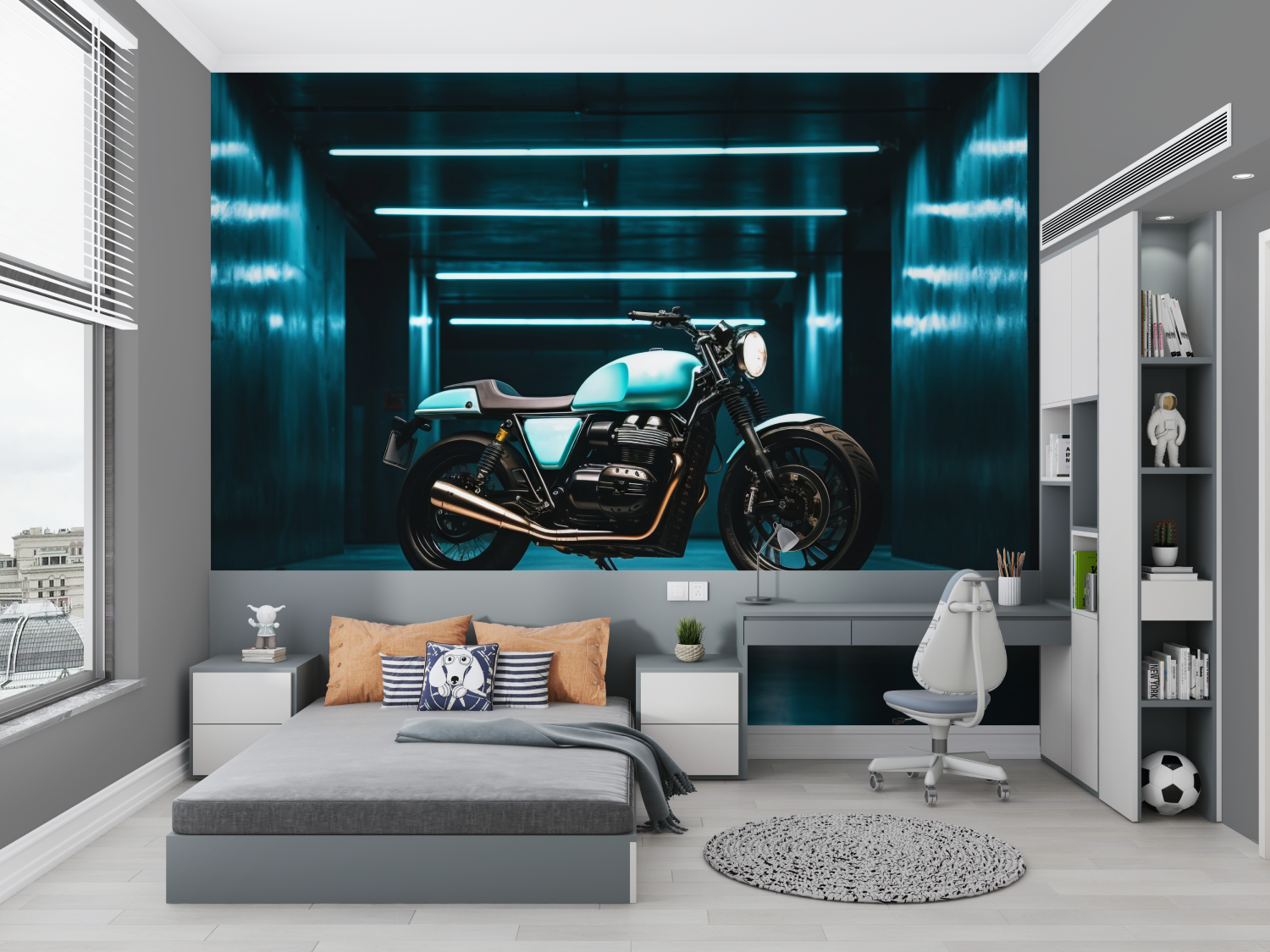 Blue Tone Motorcycle Wallpaper | Murals Wallpaper