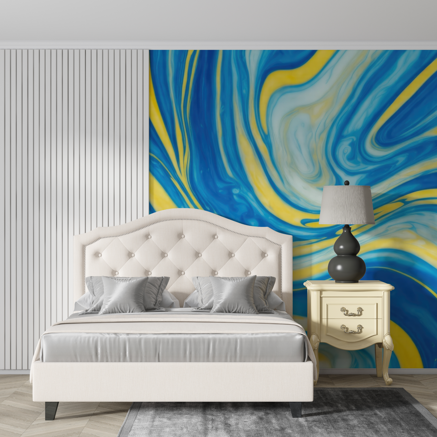 Mural Yellow and Blue Wallpaper