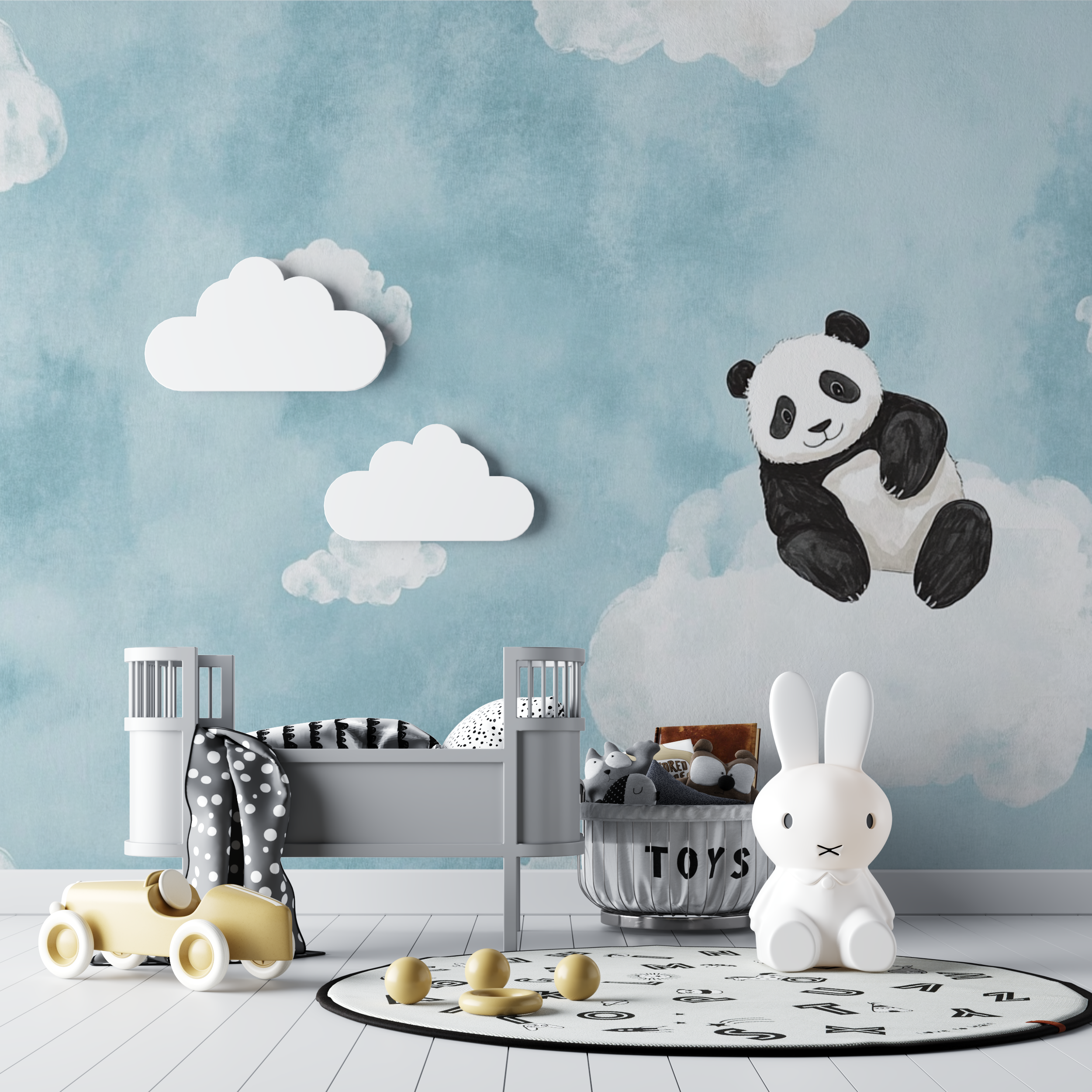Panda und Wolken Tapete | Wandbilder Tapete
