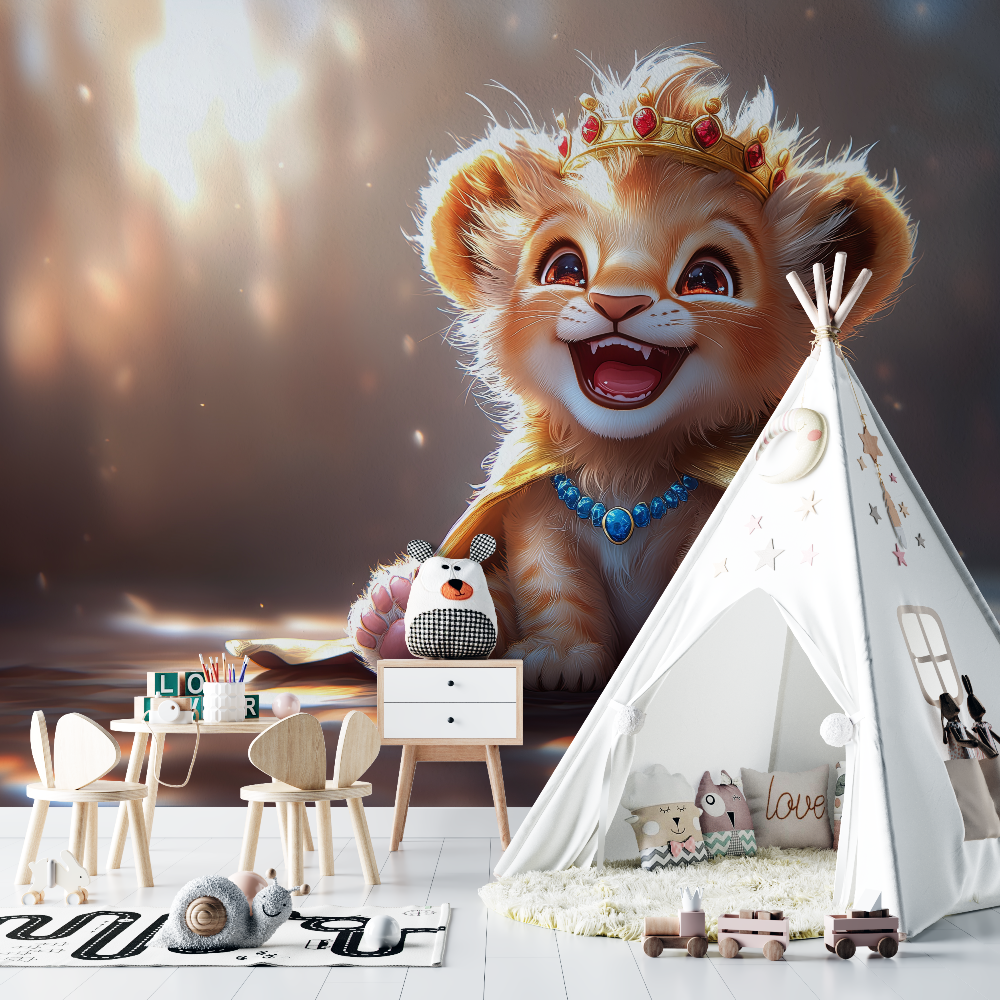 Lion and Flower Crown Wallpaper | Murals Wallpaper