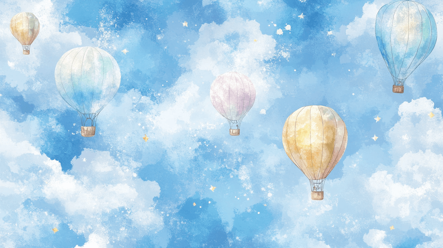 Hot Air Balloon and Silver Stars Wallpaper | Murals Wallpaper