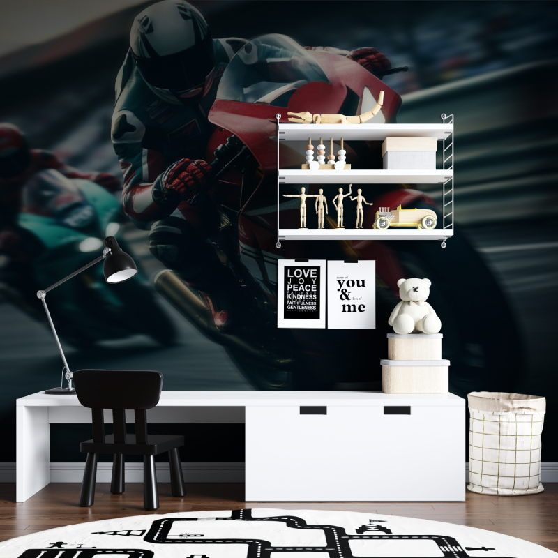 3D Tapete Racing Motorrad Jugendzimmer | Wandbilder Tapete