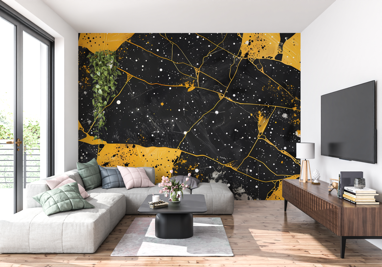 Yellow Black Wallpaper | Murals Wallpaper