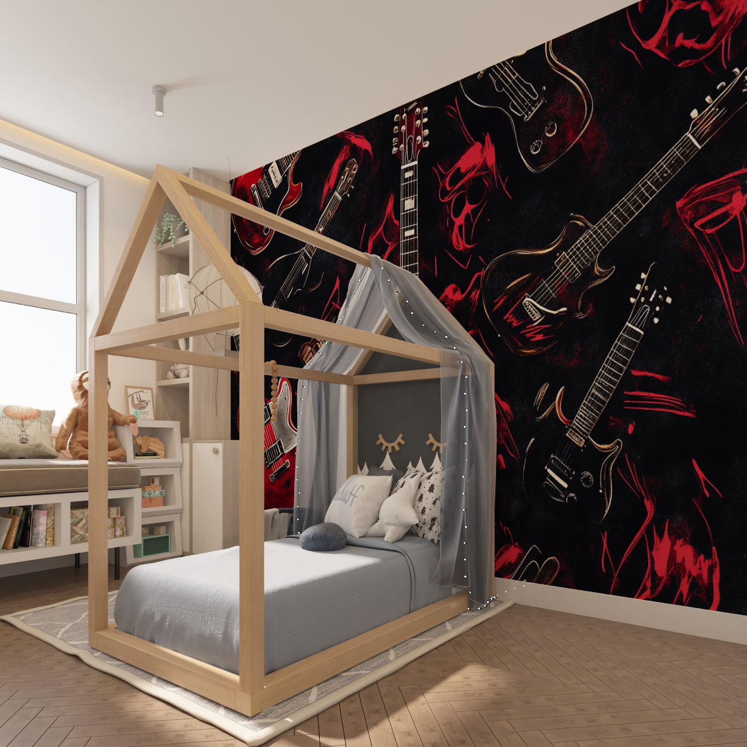 Tapete mit roter Gitarre | Wandbildtapete