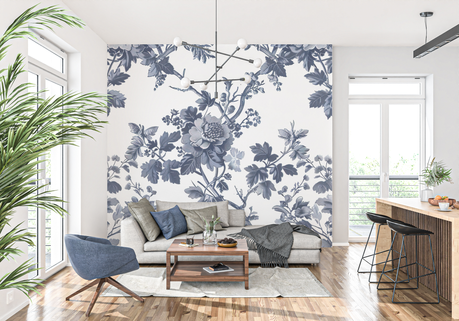 Black Floral Toile Wallpaper | Murals Wallpaper