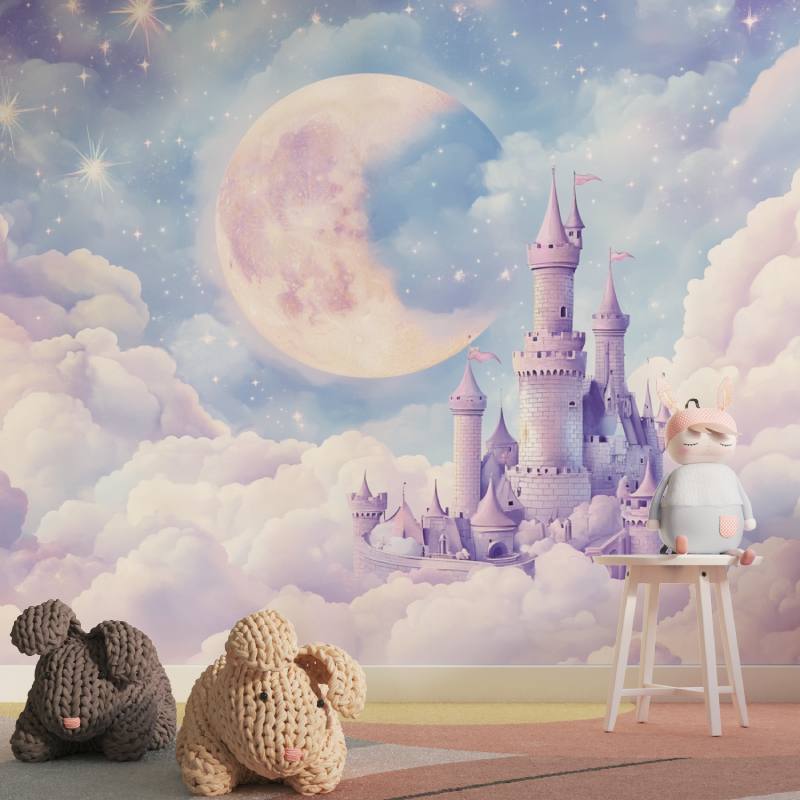 Papier-Panorama-Mond-Tapisserie für Mädchen