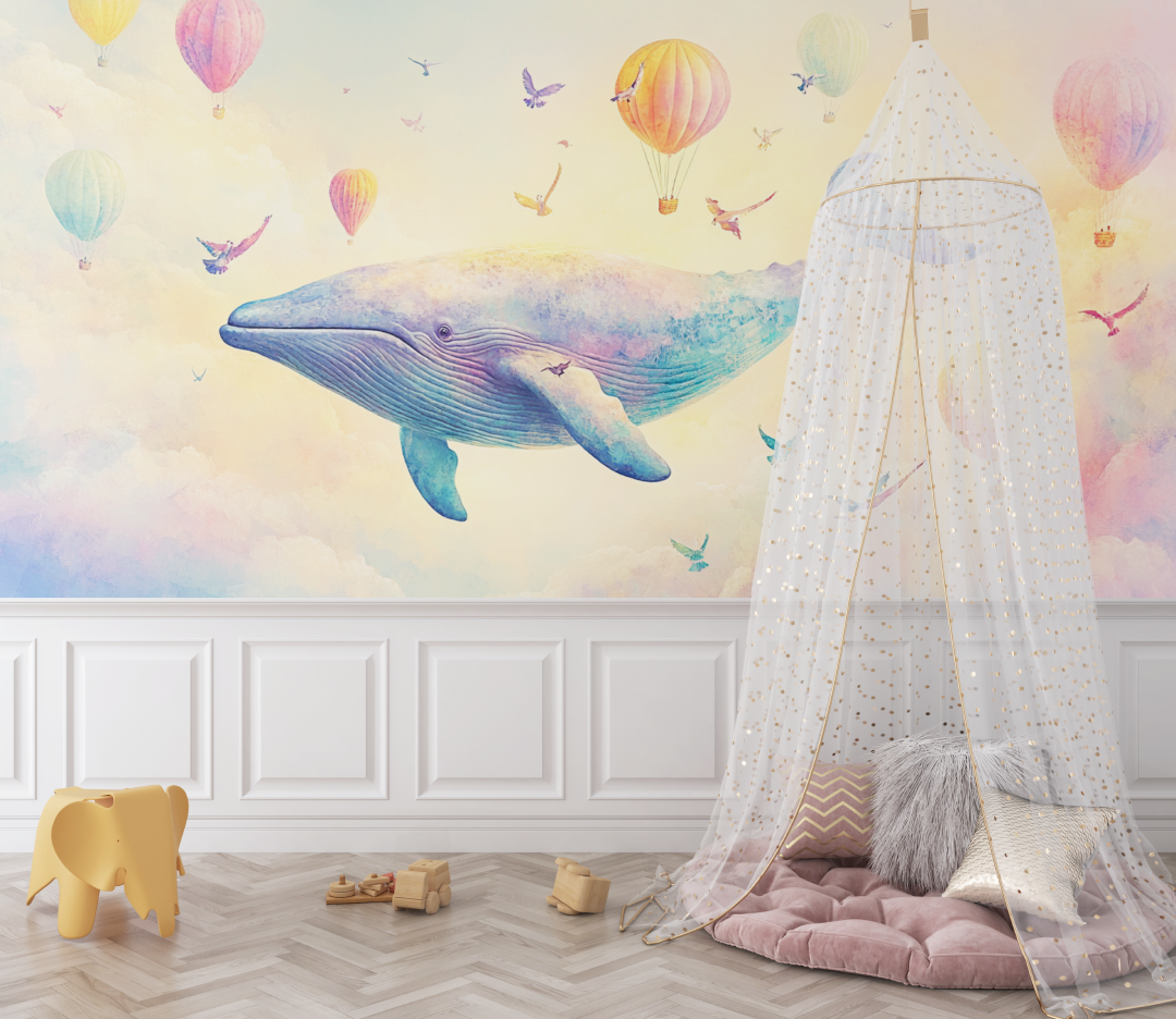 Whale and Hot Air Balloon Wallpaper | Murals Wallpaper