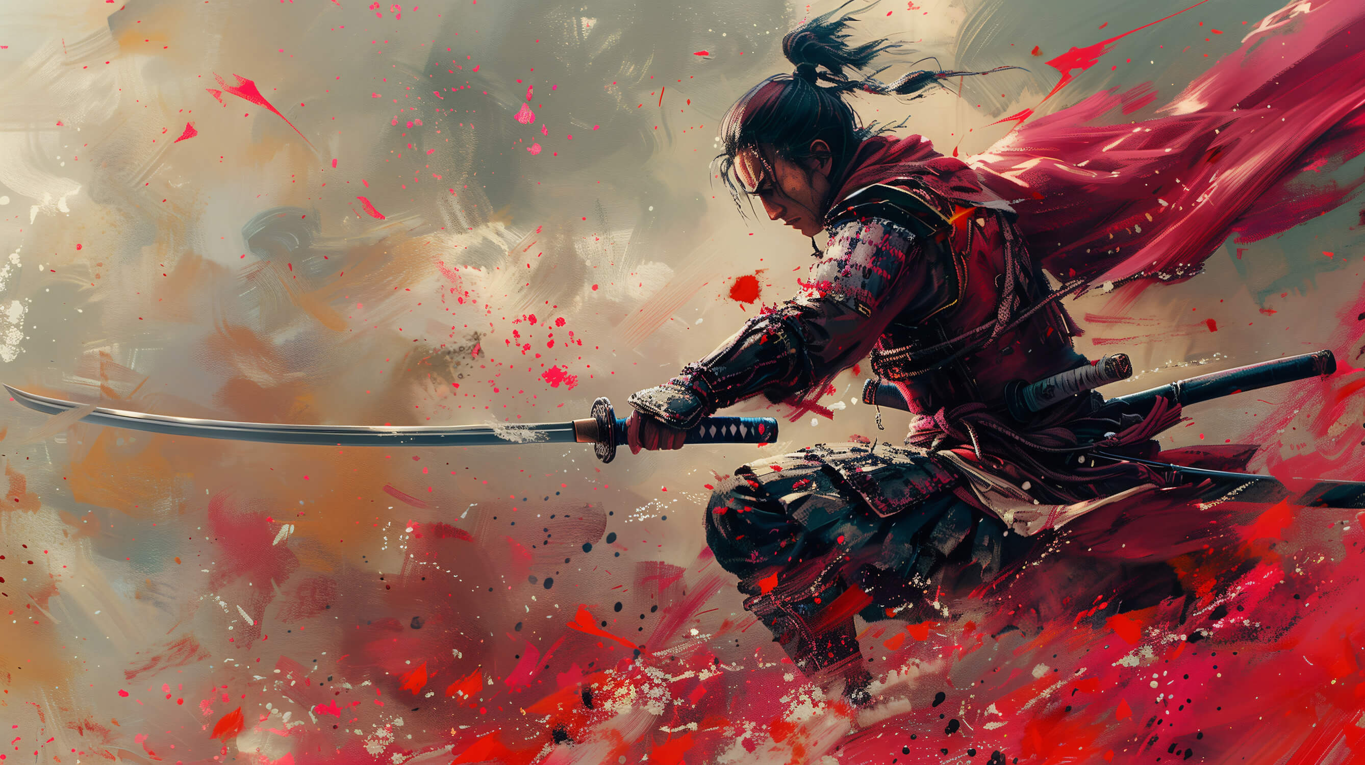 Red Samurai 3D Anime Wallpaper | Murals Wallpaper