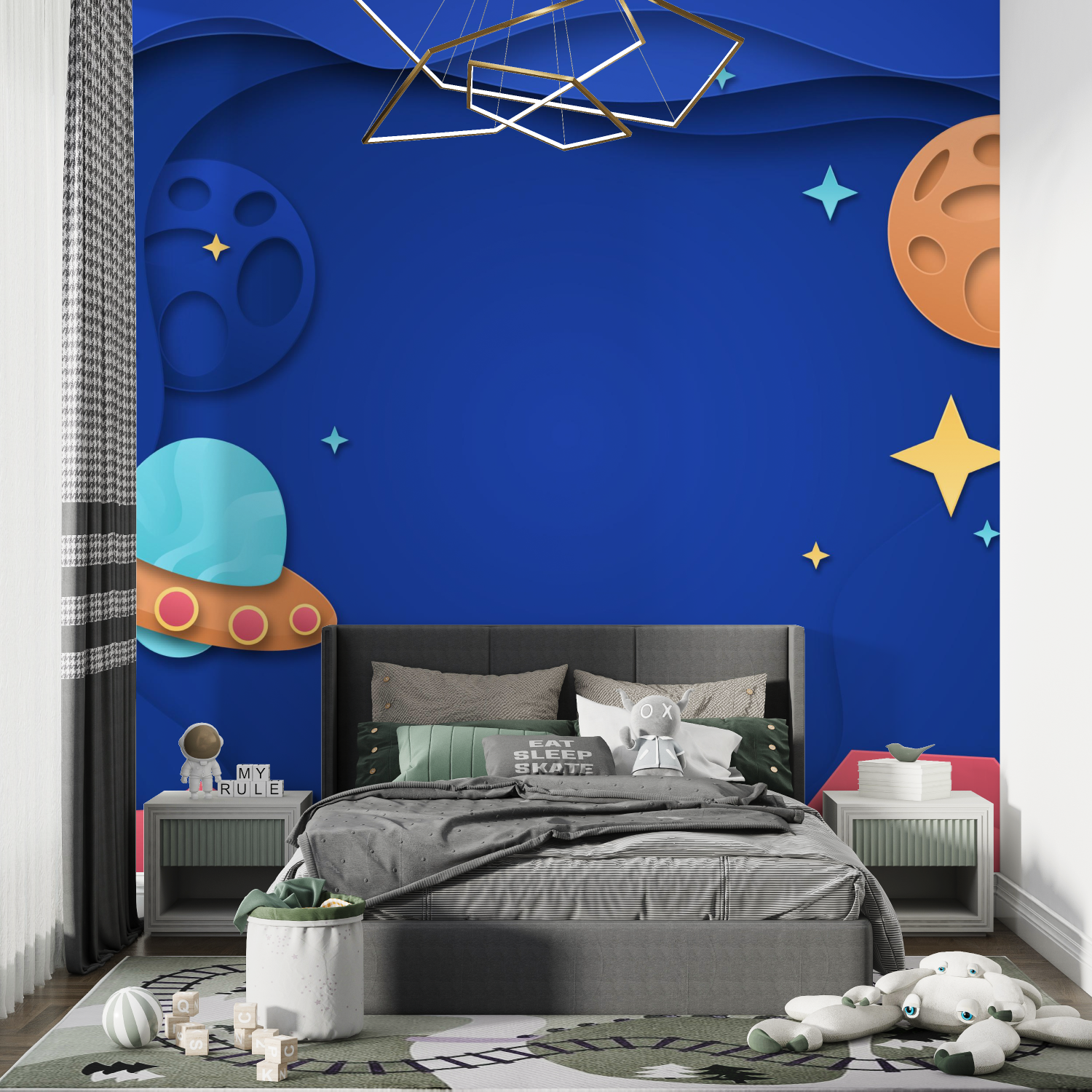 Space Theme Boys' Room Wallpaper | Murals Wallpaper