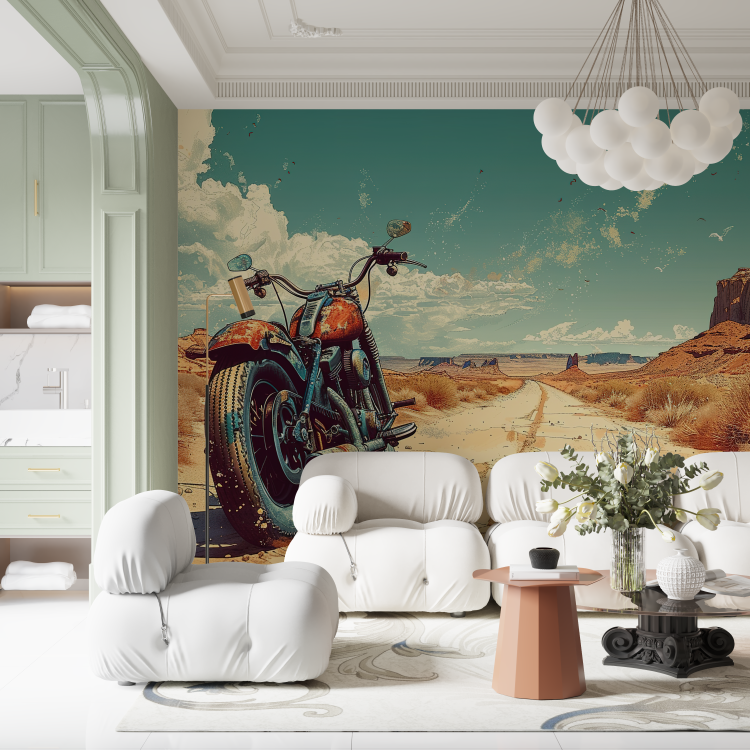 Vintage Route 66 Motorcycle Wallpaper | Murals Wallpaper
