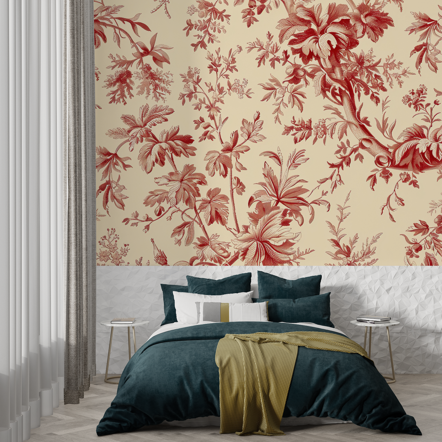 Red Toile Wallpaper | Murals Wallpaper