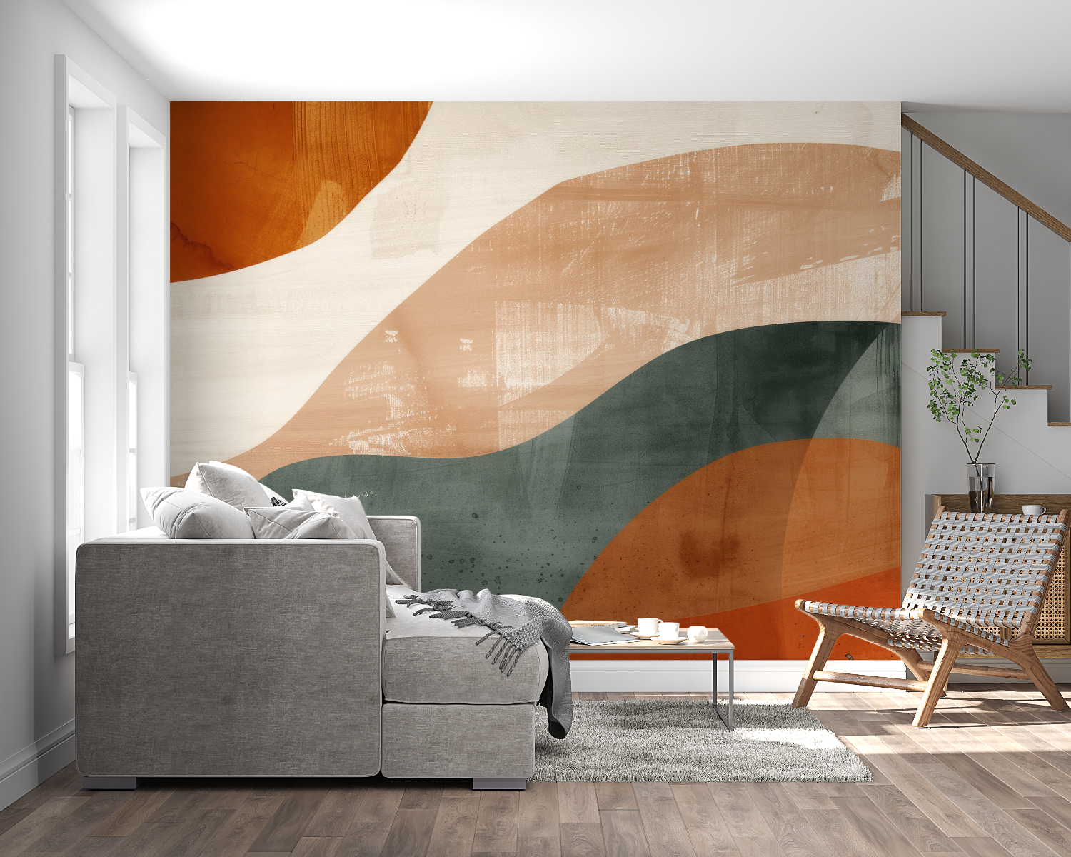 Terracotta and Blue Wallpaper | Murals Wallpaper
