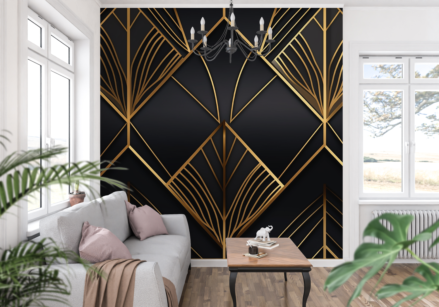 Art Deco Black Gold Geo Wallpaper | Murals Wallpaper