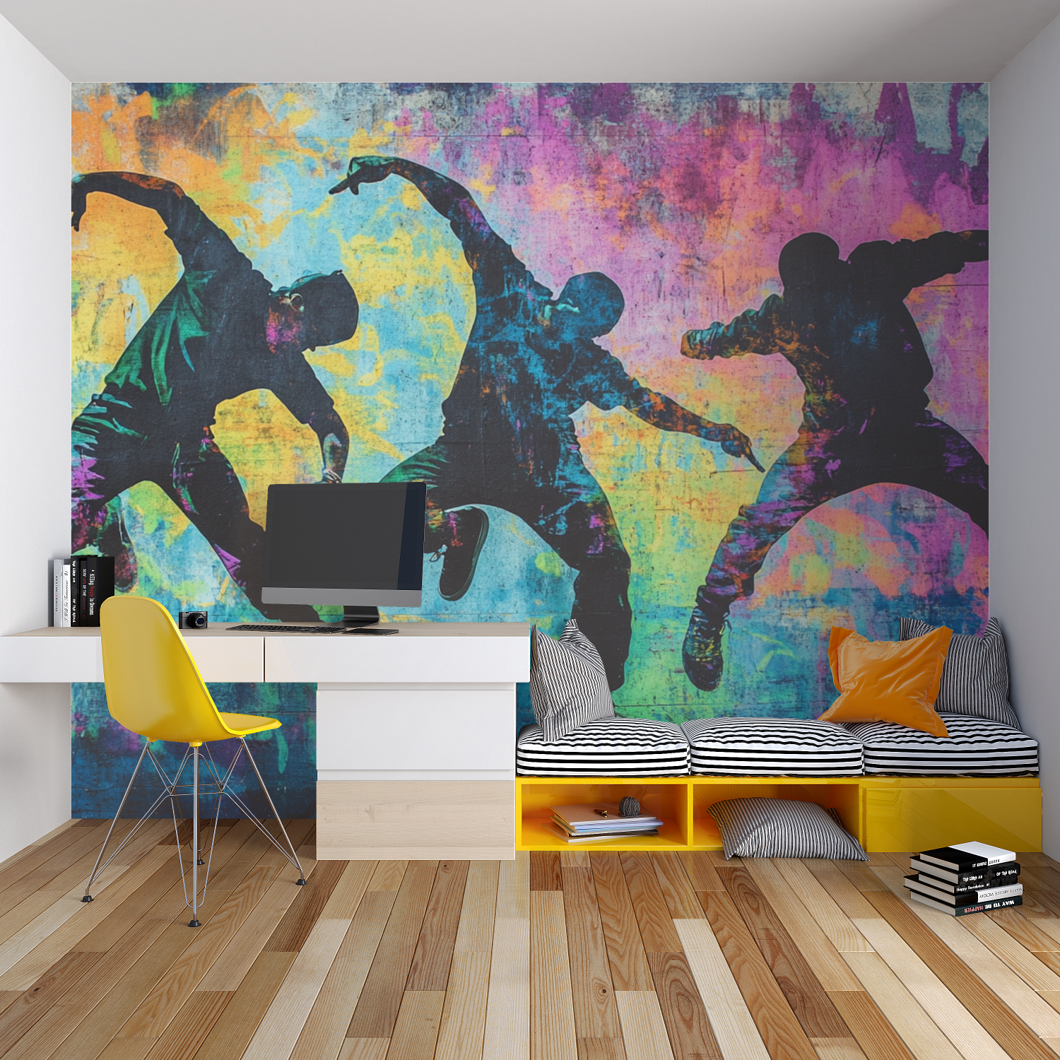 Hip-Hop-Trio-Hintergrundbild | Wandbild-Hintergrundbild