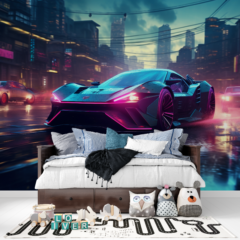 Neon Sports Car Wallpaper | Murals Wallpaper