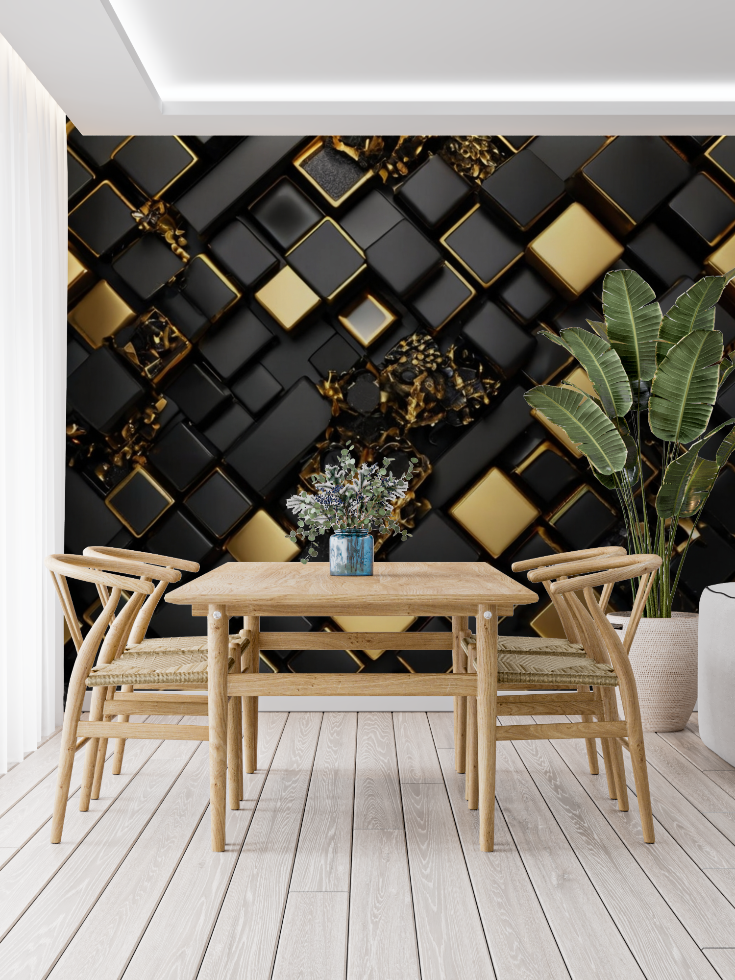 3D Black and Gold Wallpaper | Murals Wallpaper