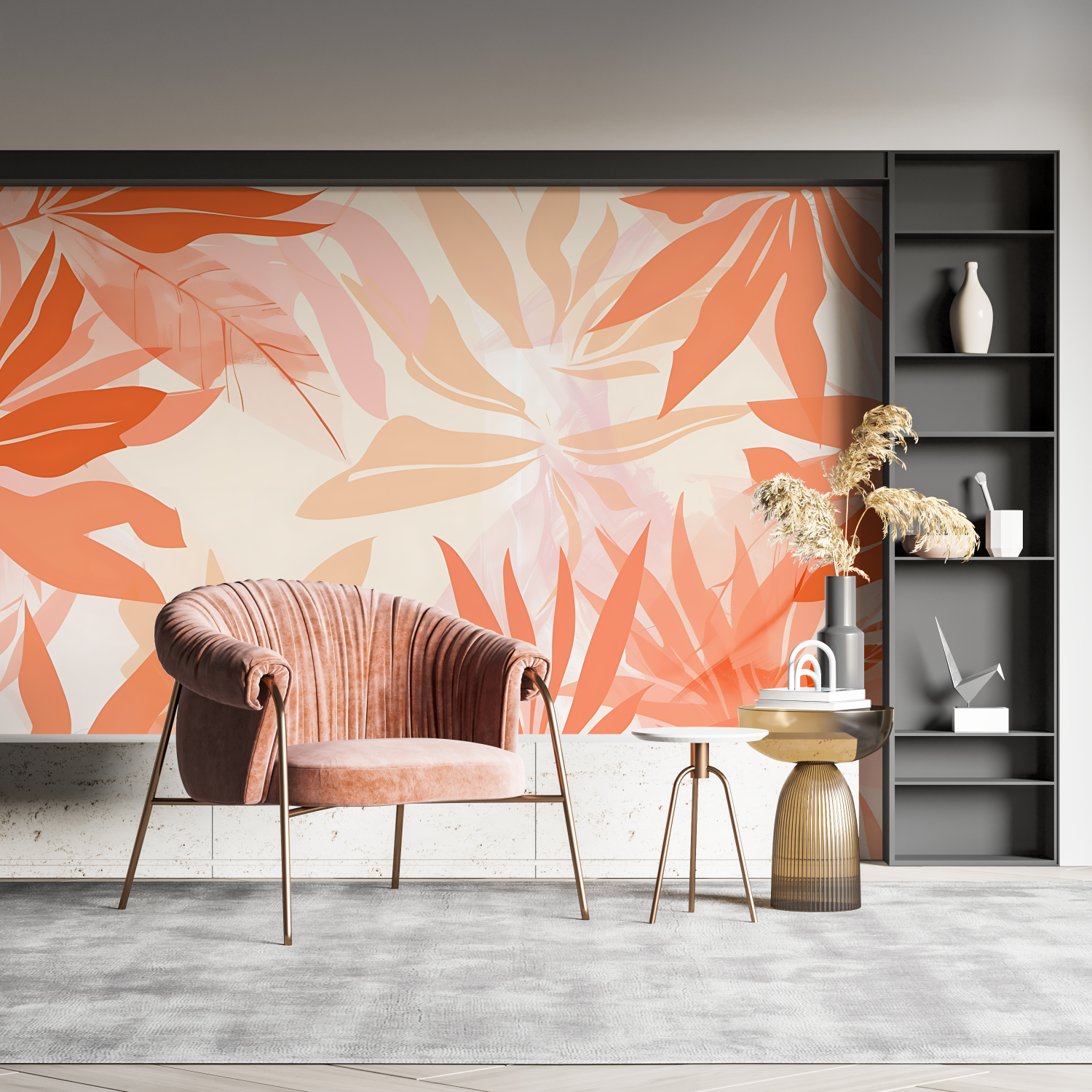 Orange Tropical Print Wallpaper | Murals Wallpaper
