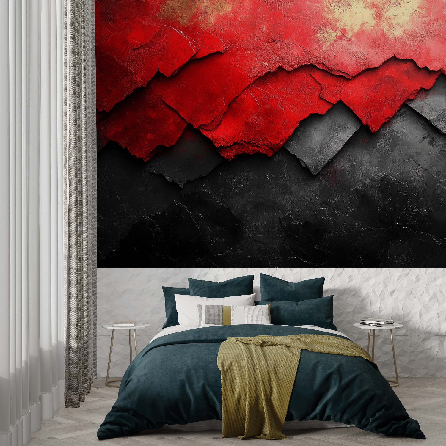 Rote und schwarze Tapete | Wandtapete