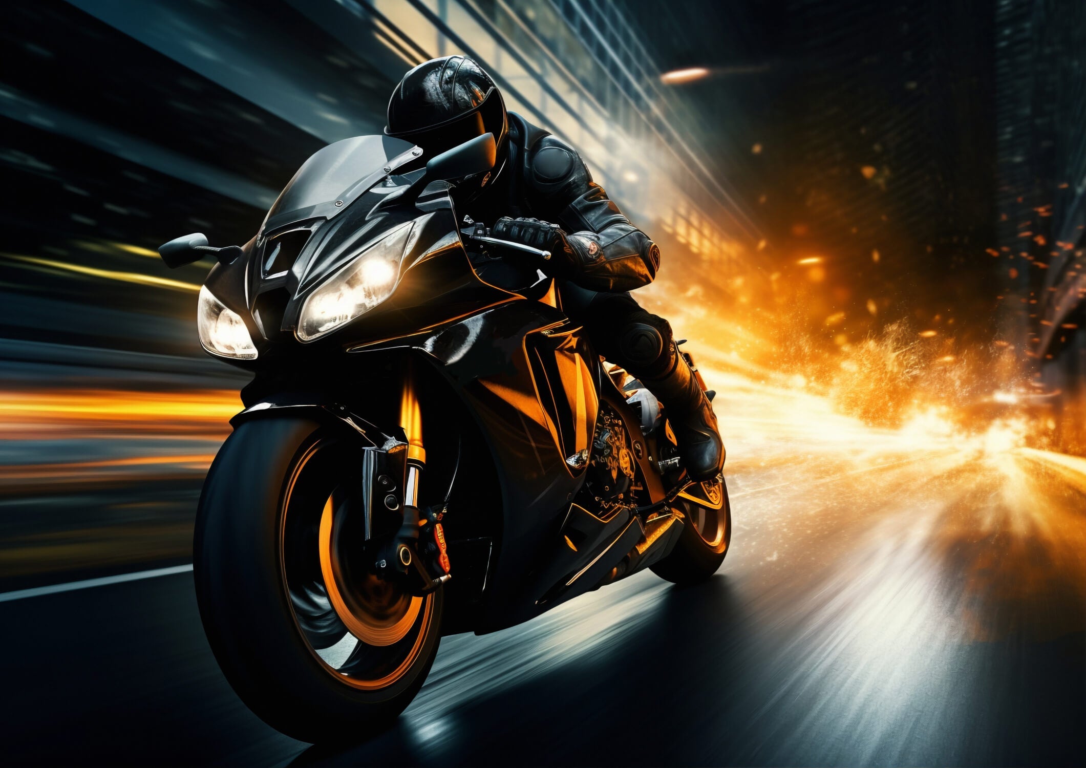Racing Motorcycle Wallpaper Night | Murals Wallpaper