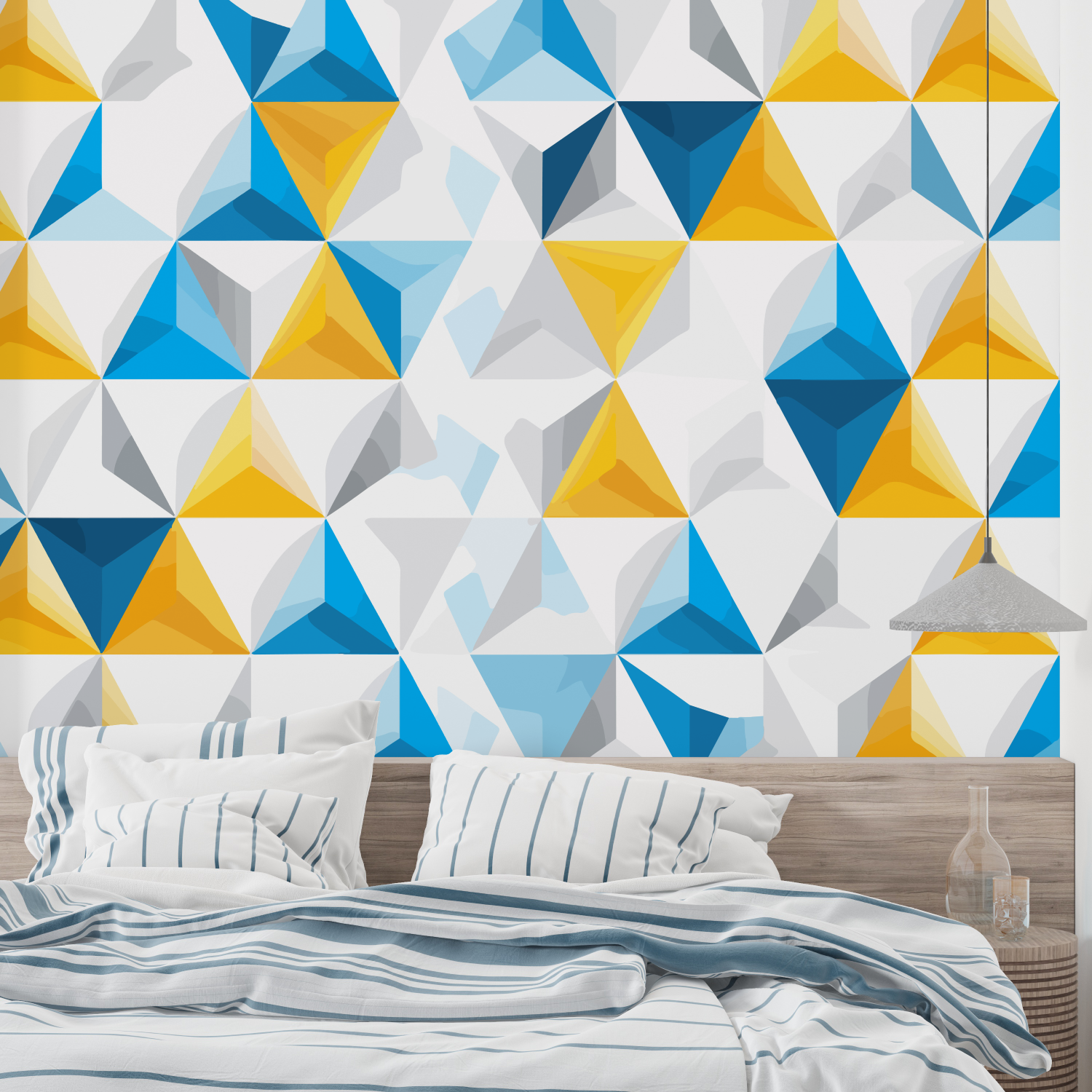 Blue and Yellow Triangle Wallpaper | Murals Wallpaper