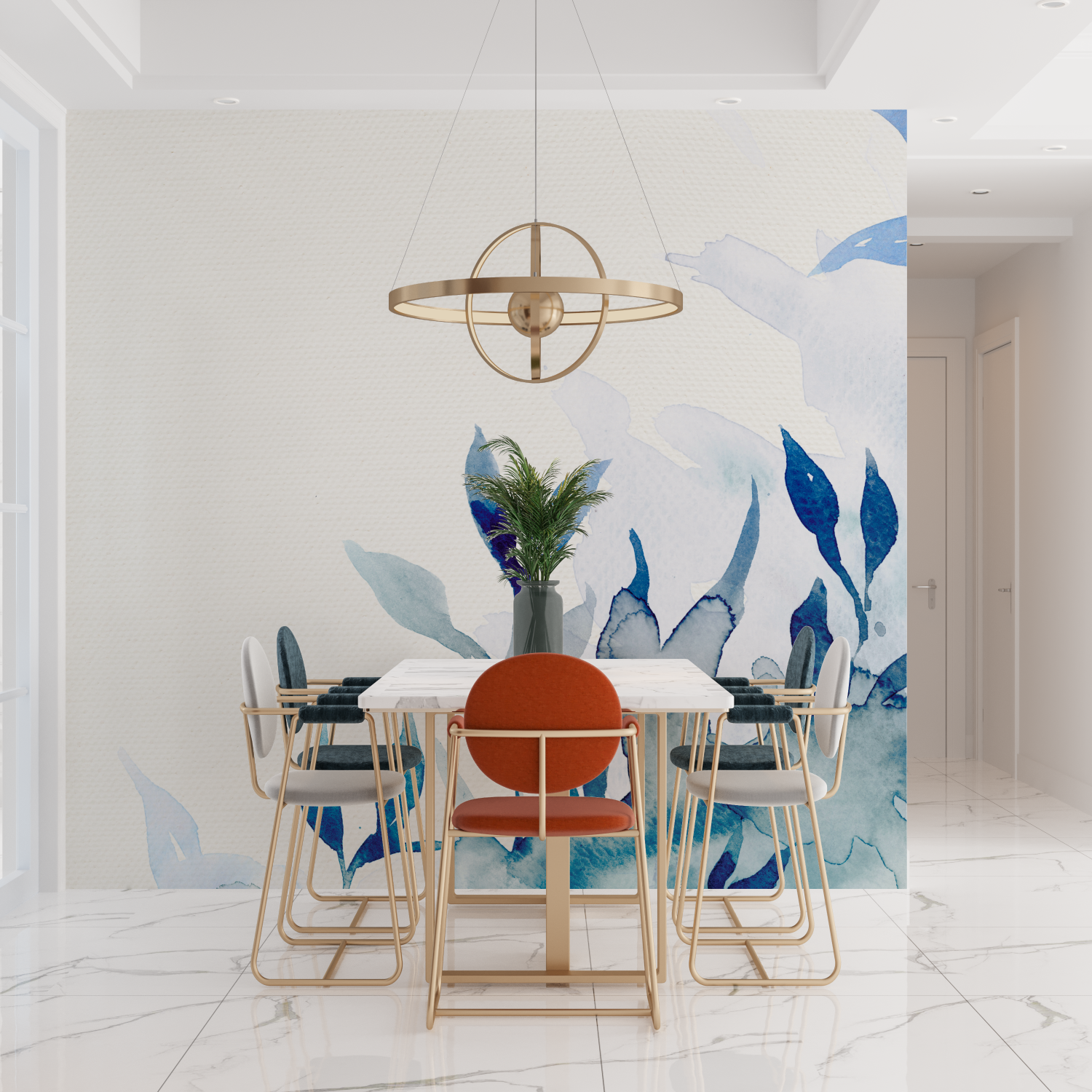 Watercolor Blue Natural Wallpaper | Murals Wallpaper