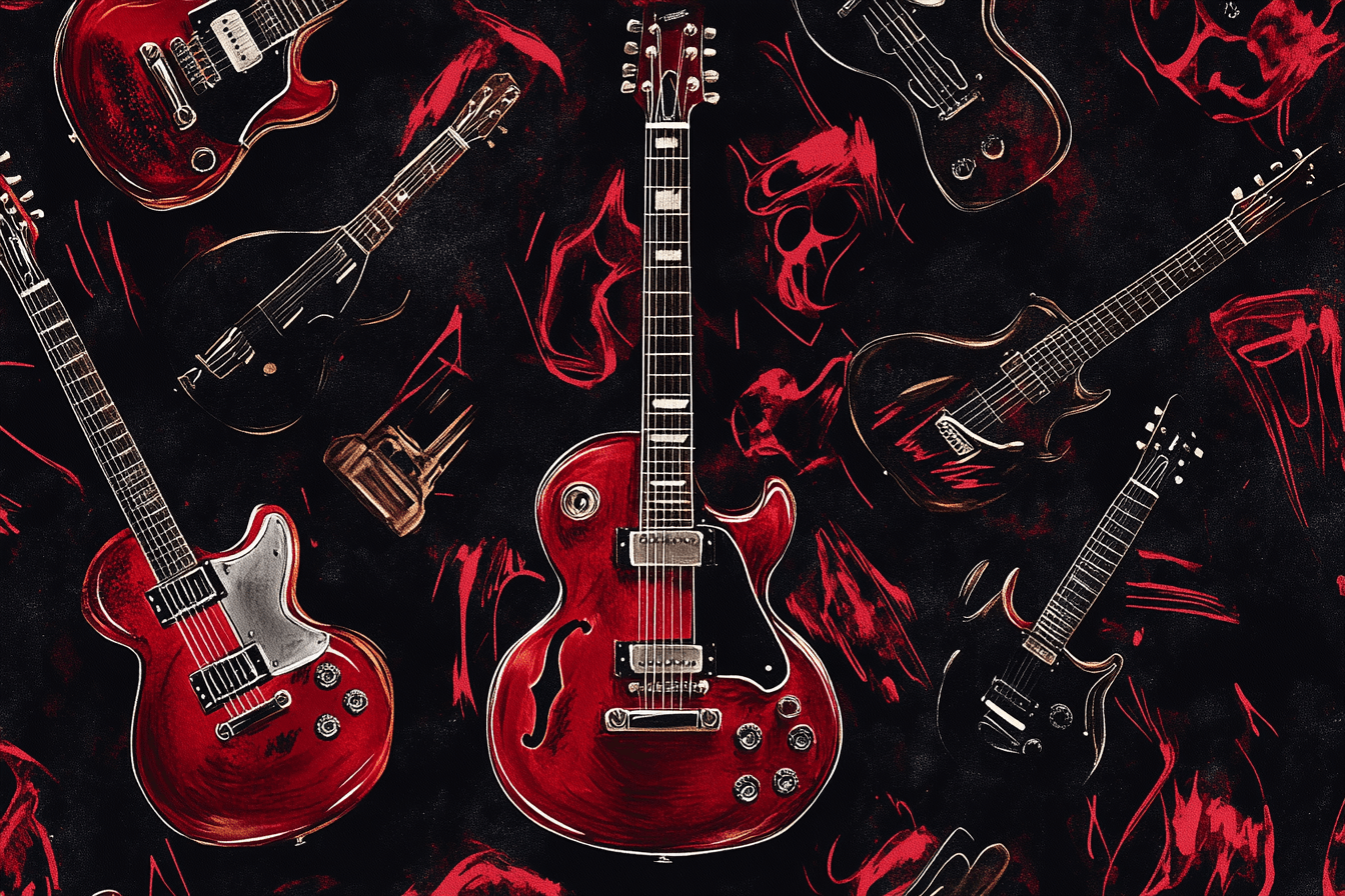 Red Guitar Wallpaper | Murals Wallpaper