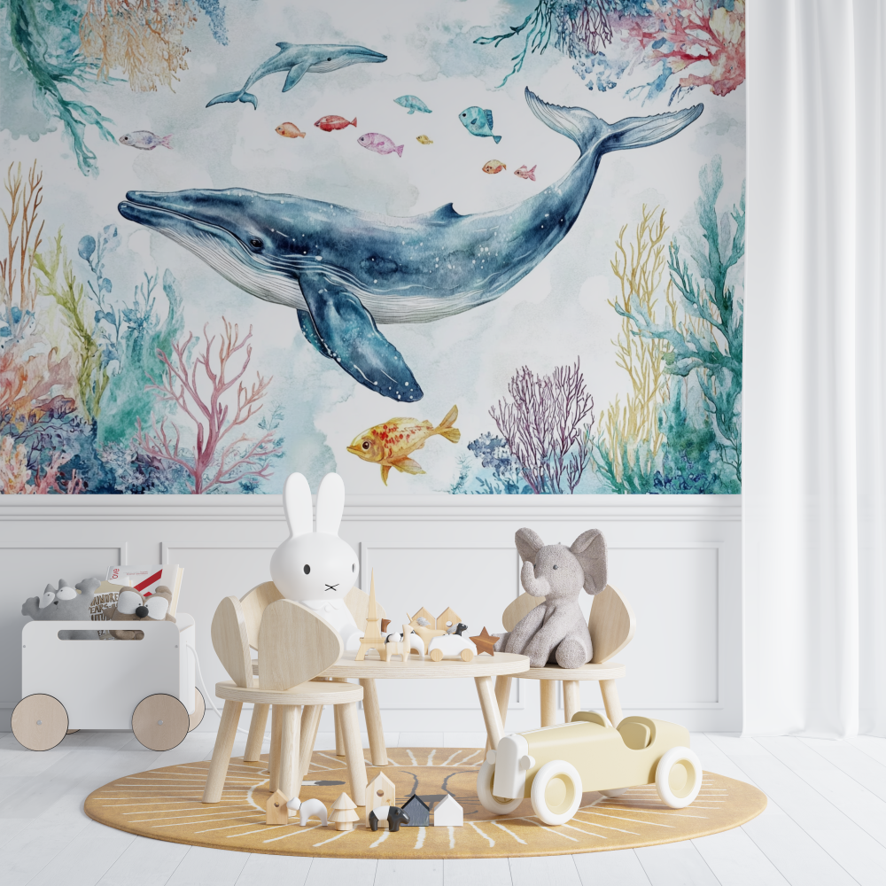 Whale and Seafloor Wallpaper | Murals Wallpaper