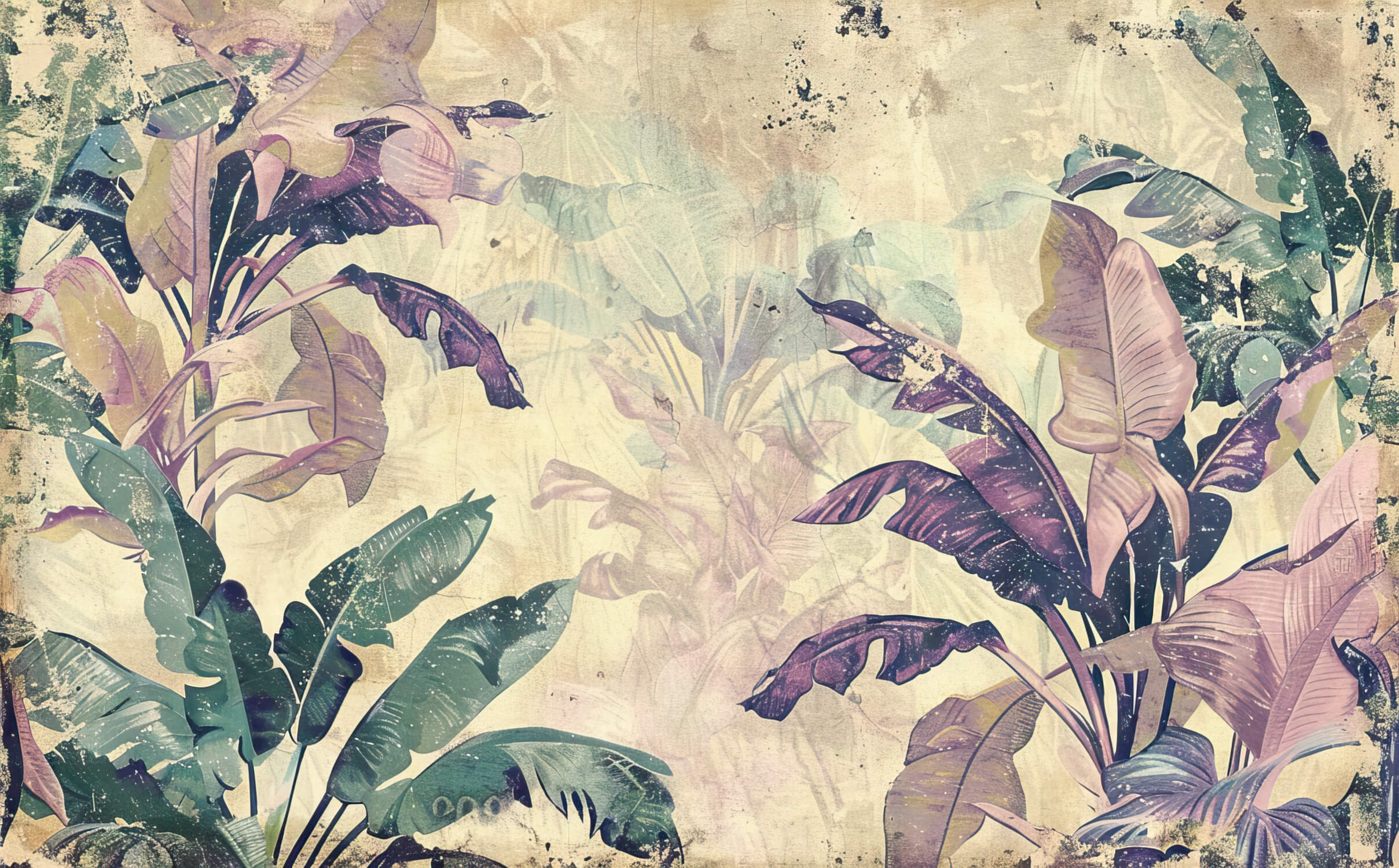 Vintage Tropical Purple Wallpaper | Murals Wallpaper