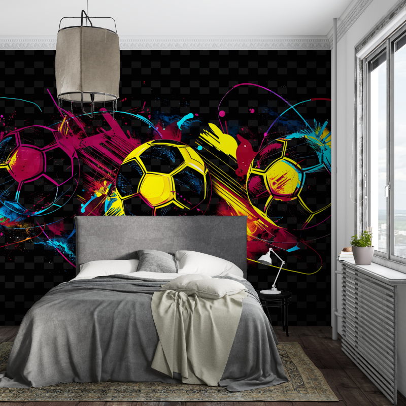 Schwarze Fußball-Tapete | Wandbild-Tapete