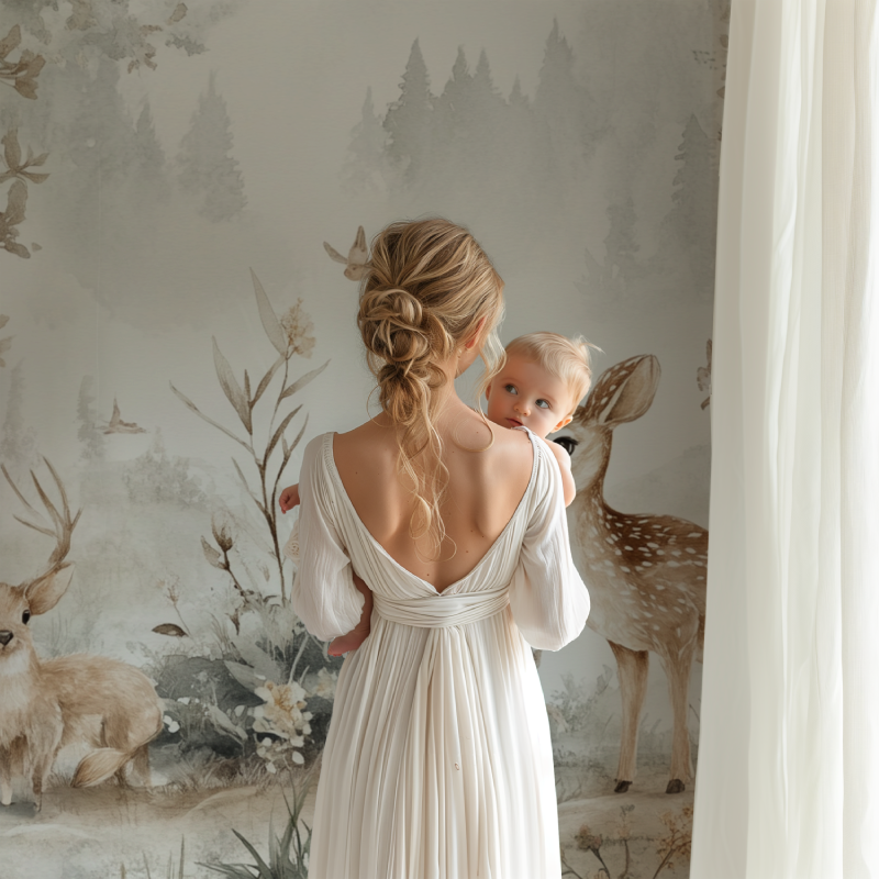 Mural Deer and Forest Wallpaper