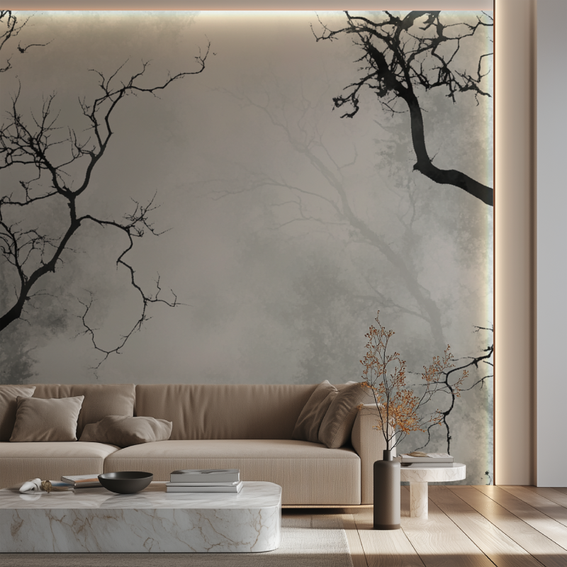 Black and Gray Tree Wallpaper | Murals Wallpaper